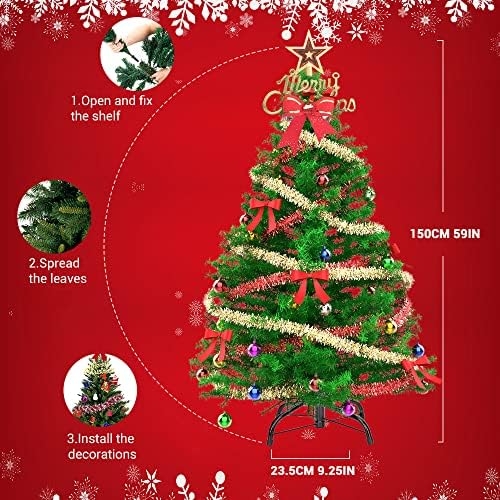 5ft Yapay Noel Ağacı Noel Çam Ağacı ile Katı Metal Bacaklar için Kapalı ve Açık Tatil Parti Dekorasyon, kolay Montaj