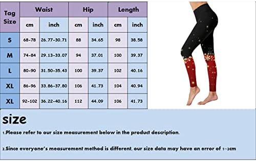 DSODAN kadın Noel Yoga Pantolon Yüksek Bel Noel Ren Geyiği Kar Tanesi Baskı Tayt Karın Kontrol Egzersiz Yoga Legging