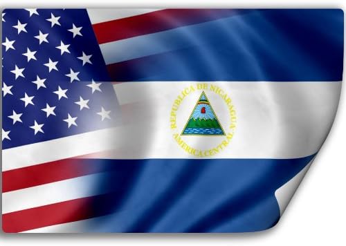 Nikaragua ve ABD Bayrağı ile Etiket (Çıkartma) (Nikaragua)