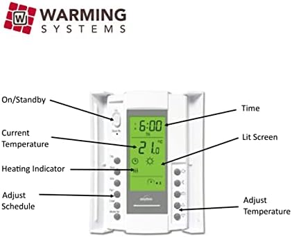 100 Sqft Mat, Aube Dijital Zemin Algılama Termostatlı elektrikli radyan yerden ısıtma sistemi, Kurulum Monitörü ve Zemin