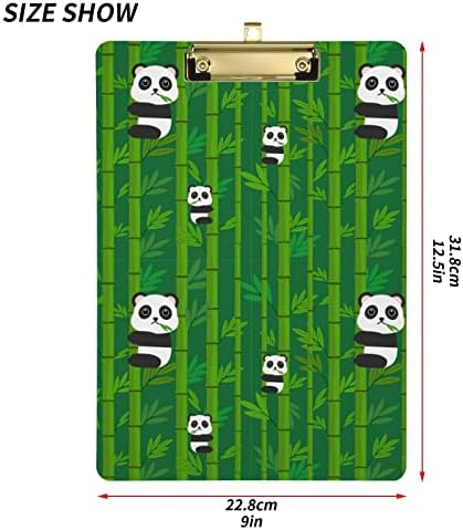 Sevimli Panda Bambu Plastik Clipboards ile Metal Klip Mektup Boyutu Panoya Düşük Profil Klip Panoları için Sınıf Çocuk Hemşirelik