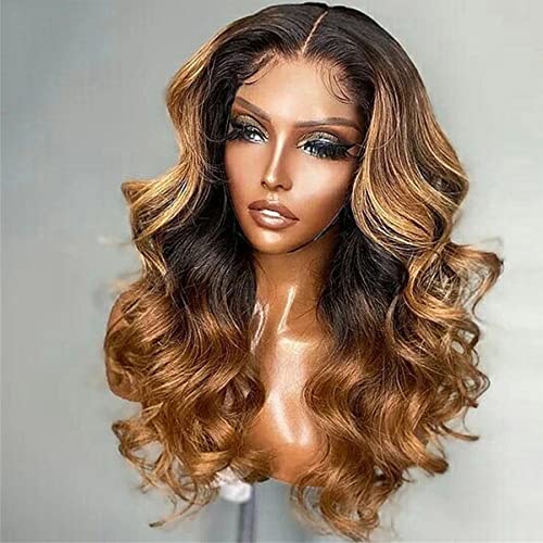 Ombre Kahverengi Vurgulamak 1B / 27 Renk HD Şeffaf 13x6 Dantel ön peruk Doğal Dalga insan saçı peruk Ön-Koparıp Brezilyalı