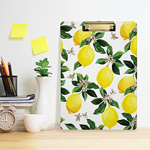 Limon Yaprakları Plastik Pano 9 x 12.5 Akrilik Clipboards ile Düşük Profil Klip A4 Mektup Boyutu Ağır Kurulu için Adam Kadın