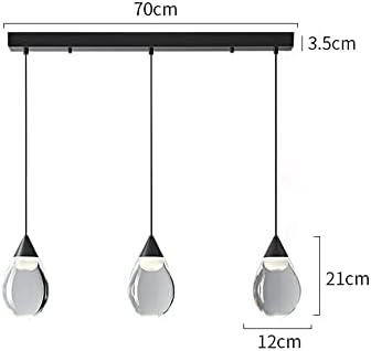 Elksdut akrilik kolye ışık, Mini damla şeklinde tasarım tavan asılı ışık siyah fırçalanmış pirinç Finish 3 W Led asılı ışık