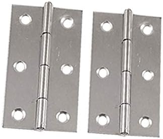 X-DREE Gümüş Ton 2.6 Uzunluk Metal Dolap kapı menteşesi 2 Adet (Gümüş Ton 2.6 Longitud Bisagra de la puerta del gabinete