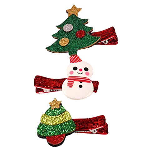 Üç Noel çocuk Headdress Sevimli Tatil saç tokası Santa saç tokası Bebek Kız Headdress Klip Seti Barrette Vintage (A, Bir