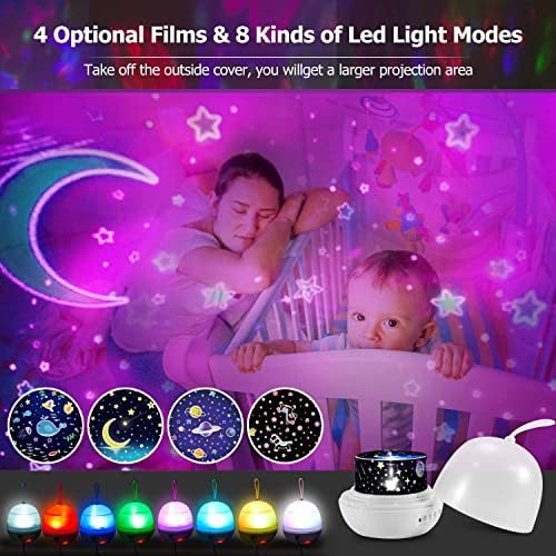 Çocuklar için gece ışıkları, yıldız Projektör 4 Takım Film 8 Açık Renk Değiştirme ile 360 Derece Rotasyon Odası Dekor için,
