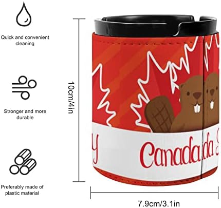 Groundhog Ve Kanada Yaprak Bayrağı Deri Sigara Puro Küllük Kül Tutucu Taşınabilir Masaüstü Sigara kül tablası Veranda Ofis