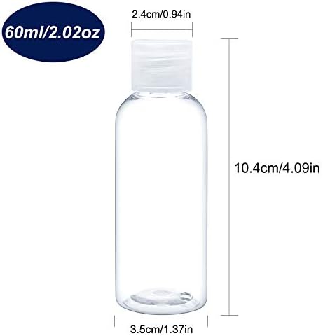 Trendbox 60ml / 2oz Kapaklı Şeffaf Plastik Boş Şişeler-Şampuan, Losyonlar, Sıvı Vücut Sabunu ve Etiketli Masaj Yağları için