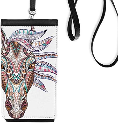 Mozaik Tarzı Renkli At Tasarım Telefon cüzdan çanta Asılı Cep Kılıfı Siyah Cep