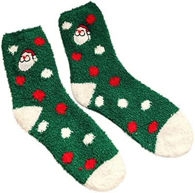Noel Çorap Bulanık Yenilik Yumuşak ve Sıkı Rahat Çorap Noel Baskı Noel Baba Atletik Kapalı Çorap Kadınlar için