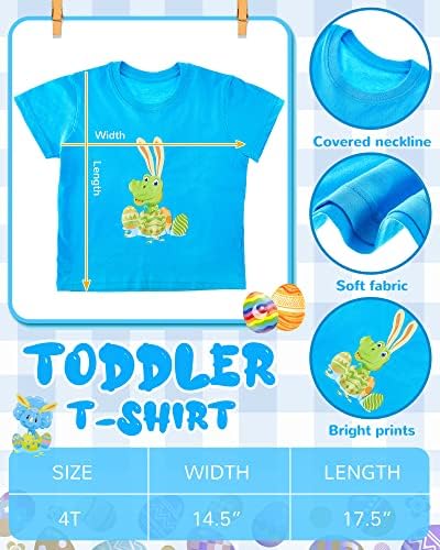 4t Tavşan paskalya yumurtası Komik Hediye 2 Adet Sevimli Paskalya T Shirt Çocuklar için Komik Dinozor Yürümeye Başlayan T-Shirt,