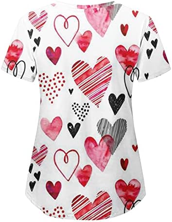 GERÇEKTEN sevgililer Günü T Shirt Kadınlar için çalışma üniforması Kısa Kollu Kalp Baskı hemşire üniforması Tunik Bayanlar