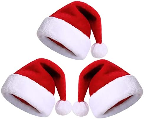 COKSDUPID 3 Paket Noel Şapka, Yetişkinler için Santa Şapka Unisex Rahat Kadife Noel Şapka Noel Yeni Yıl Tatil Parti Malzemeleri
