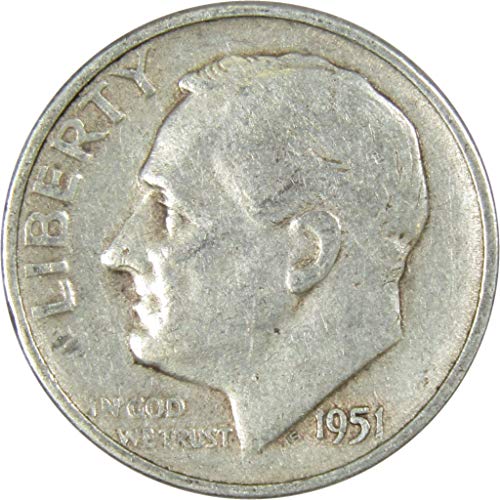 1951 S Roosevelt Kuruş AG Hakkında Iyi 90 % Gümüş 10c ABD Sikke Tahsil