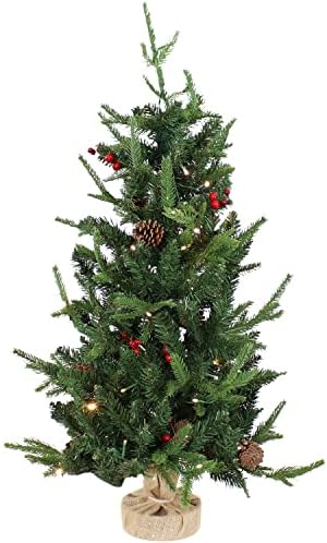 Sunnydaze 3 Metrelik Doğal Noel Önceden Aydınlatılmış Yapay Noel Ağacı-Çelik Çerçeveli ve Çuval Bezi Tabanlı PVC ve PE Suni