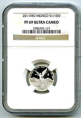 2011 Meksika 1/10 OZ ONZA Gümüş KORUMALI LİBERTAD Son Derece Nadir Gümüş PF69 NGC