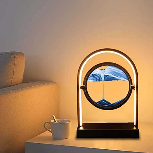 ZFHTAO Hareketli Kum Sanatı Sıvı Hareket, Kinetik Sanat Quicksand Boyama led ışık, 360° Dönebilen, başucu yatak odası için