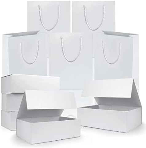 5 Adet Beyaz Hediye Kutusu, Tüm Durumlar için 5 adet Ücretsiz Kağıt Hediye Çantası, Hediyeler, Noel, Doğum Günleri, Anneler