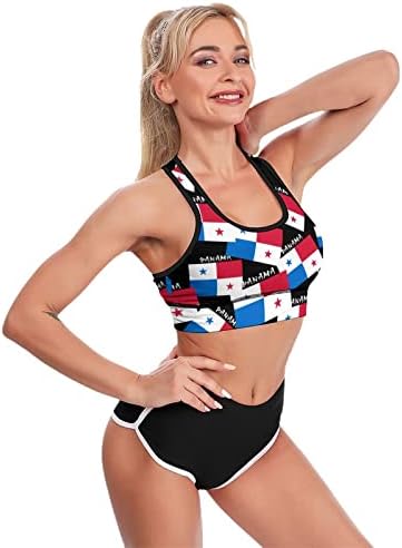 Panama bayrağı kadın spor sutyeni Yastıklı yoga sutyeni Gym Fitness Kırpma tankı Egzersiz Üstleri