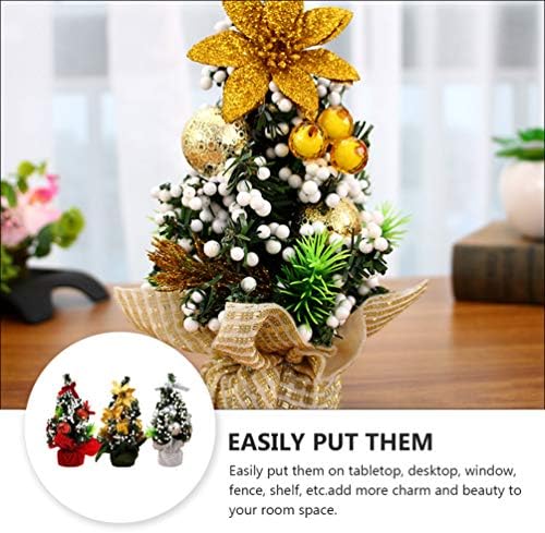 YARDWE 3 adet Mini Noel Ağacı Topu Yay ile Beyaz Meyveleri Süsler Noel Masa Decrations (Rastgele)