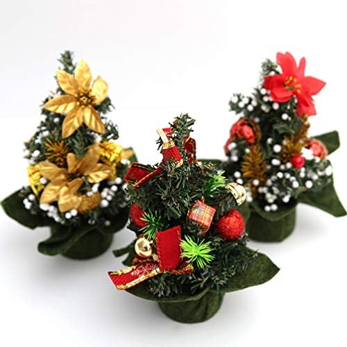 Amosfun Doğuş Dekor Çam Kozalağı Yaylar ile Yapay Noel Ağacı Masaüstü Noel Ağacı Süsler Hediye için Noel (Kırmızı) ev Süsler