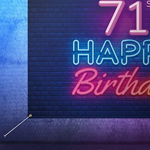 Glow Neon Mutlu 71st Doğum Günü Backdrop Banner Dekor Siyah Renkli Parlayan 71 Yaşında Doğum Günü Partisi Tema Süslemeleri