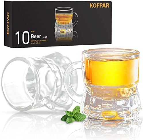 KOFPAR Shot Bardağı, Espresso Shot Bardağı, Kulplu 10'lu Shot Bardağı, Votka, Viski ve Espresso için 30 ml/1.0 oz Shot Bardağı.
