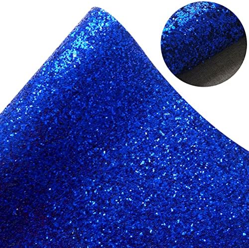 Sunmelyn Sparkly Kraliyet Mavi Tıknaz Glitter Deri Rulo 12x53 inç Parlak Düz Renk Bağımsızlık Günü Faux Deri Küpe Yaylar