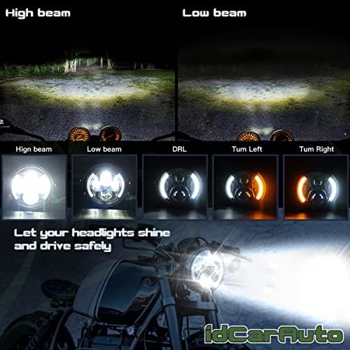ıdCarAuto 7 İnç Yuvarlak LED Motosiklet Farlar DOT Onaylı Konut Kova Montaj Dirseği ile Har-ley Honda Yamaha Kawasaki Suzuki