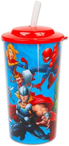 Marvel Store Avengers 16 Oz Yeniden Kullanılabilir Bardaklar-Avengers Party Favor Kapaklı ve Pipetli 16 Oz Fincanlı 6 Parça