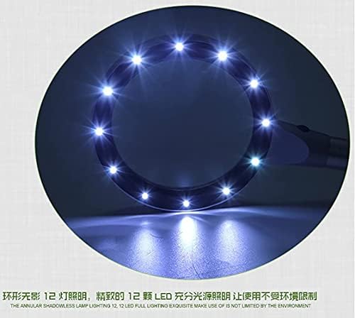 FXLYMR Büyüteç, Eğitim, Araştırma, 12 Led El Yüksek Çözünürlüklü Okuma 20 Kez 90Mm Optik Cam Büyük Lens Tüm Metal Gövde