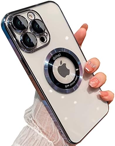 LOOBİVAL için iPhone 14 Pro Max Durumda,Manyetik Magsafe ile Uyumlu, Cam Lens Kamera Koruyucu, Logo Görünümü Sert Lüks Telefon