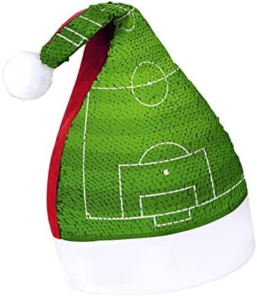 XKAWPC Futbol Sahası Gerçekçi Çim Payetler ile Noel Şapka DIY Noel Baba kap Tasarım Kırmızı Yeşil