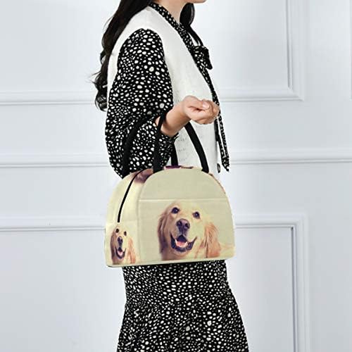 Yalıtımlı öğle yemeği çantası Kadın Sevimli Golden Retriever Köpek Büyük Sızdırmaz Öğle Yemeği Çantası omuz askıları ile