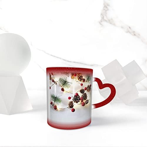 MOLIAE noel süslemeleri ışıkları ile baskılı kupalar ısıya duyarlı Renk Değiştiren Seramik Kahve Kupa, Süt çay bardağı, tatil