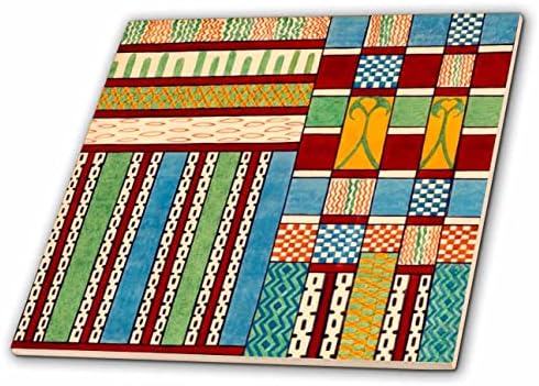 3dRose Antik Afrika Dekoratif Desen Renkli Soyut Geometrik Dekor-Fayans (ct-371832-6)