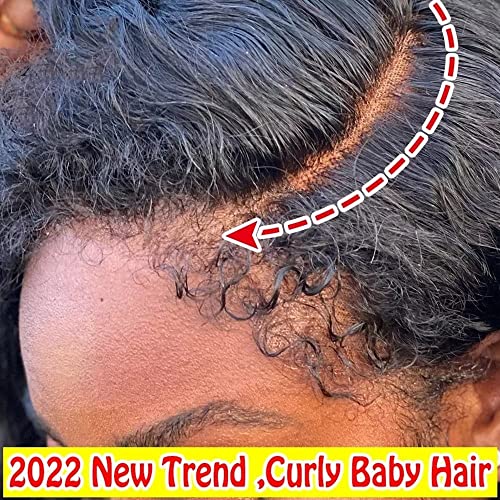 Kinky Kıvırcık Kenarları HD Şeffaf Dantel Frontal insan saçı peruk ile Kıvırcık Bebek Saç Kadınlar için 13x6 HD Dantel Peruk