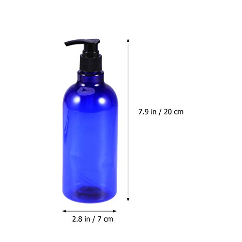 SOLUSTRE Plastik vidalı Pompa Mavi Şişeler 2 Adet 500ml Boş Şişeler Doldurulabilir BPA İçermeyen Kaplar Basınçlı vidalı pompa