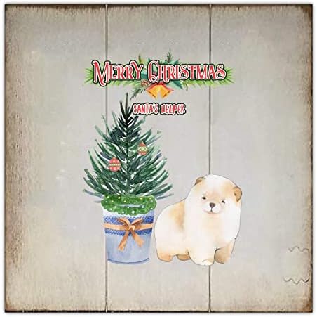 Vintage Rustik Şık Stil 12x12in Noel Ahşap Palet Güzel Evcil Köpek Merry Christmas Noel Baba'nın Yardımı Sundurma Oturma