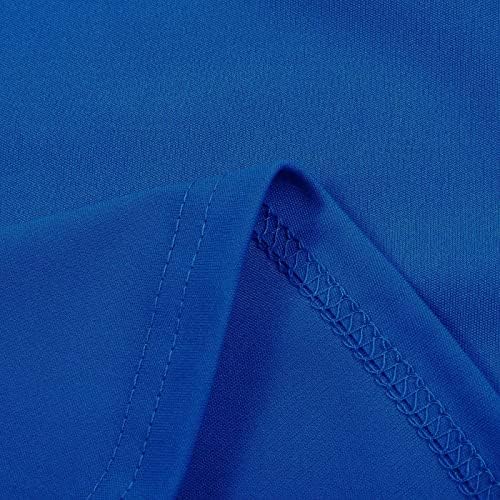 Nyybw Kadın Kısa Kollu v Yaka Üstleri çalışma üniforması Düz Renk Cep Bluz Kadın Tee (Mavi, XXXXL)