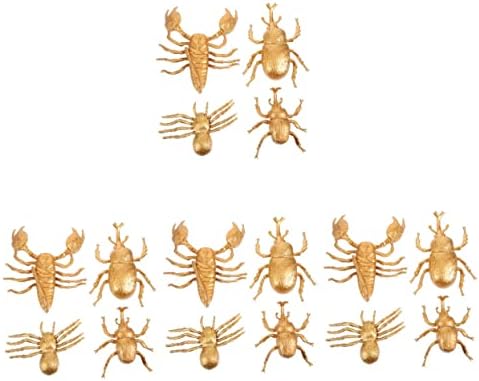 Yardwe 16 Adet Simüle Böcekler Hayvan Oyuncaklar Altın Altın Baskı PVC