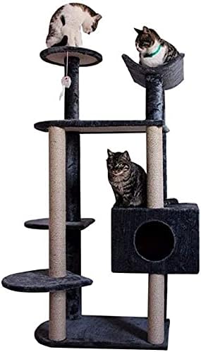 Haieshop Kedi Ağacı Kınamak tırmalama sütunu Kedi Kulesi Ahşap Çok Katmanlı Platform Atlama Kedi Yuva Daire Merdiven Sisal