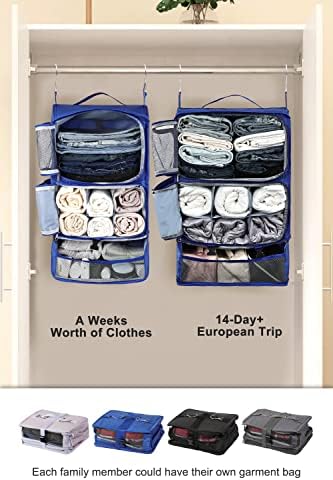 ELEZAY Asılı Ambalaj Küpleri Taşınabilir Dolap 3-Raf Seyahat Katlanabilir Sıkıştırma Giysi Organizatör için Carry-on Bagaj