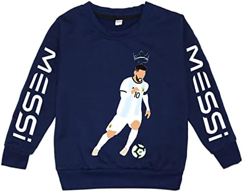 CİZun Çocuk Lionel Messi Uzun Kollu Crewneck Hoodie - Boy Kazak Hafif Sweatshirt (1-14Y,10 Renk)