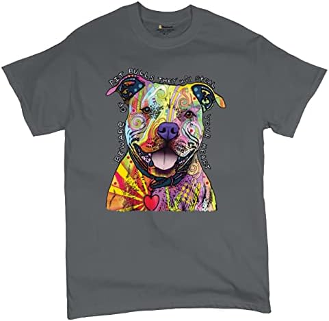 Dikkat Çukur Boğa T-Shirt Dean Russo Sanat Renkli Sevimli Köpek erkek Tee