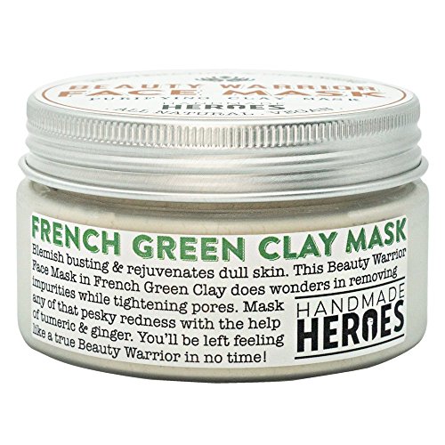 El yapımı Kahramanlar 100 % Doğal Fransız Yeşil Kil Vegan Zerdeçal Yüz Maskesi ile - Güzellik Savaşçı Yüz Maskesi Fransız