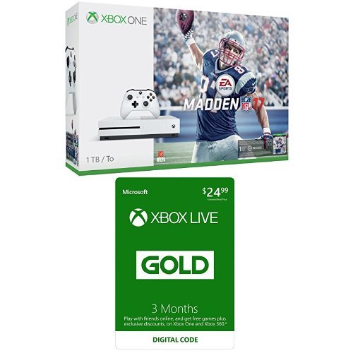 Madden NFL 17 + Xbox Live 3 Aylık Altın Üyelik Paketi ile Xbox One S 1 TB Konsolu