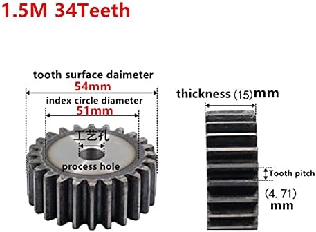 ZHENGGUİFANG ZGF-BR 1 adet Düz Dişli Pinyon 1.5 M 34 Diş Mod 1.5 M CNC Sertleştirme Dişli Raf Şanzıman (Diş sayısı : 34 Diş)