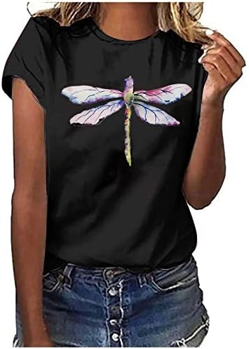 Yusufçuk Tshirt Kadınlar için Sevimli Yusufçuk grafikli tişört Yaz Kısa Kollu Üst Gömlek